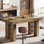 Tribesigns 63-Inch Long Bar Table, Farmhouse Rectangular Counter Height Pub Table, Wood Home Bar Unit for Kitchen, Dining Room, Living Room, Rustic Brown (Table Only)