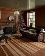 Loloi Leanne Ford Weatherstaff Collection WTS-04 Cinnamon/Natural 2'-6" x 7'-6" Runner Rug Jute, Striped, Neutral, Hallway, Kitchen, Mudroom, and Bathroom