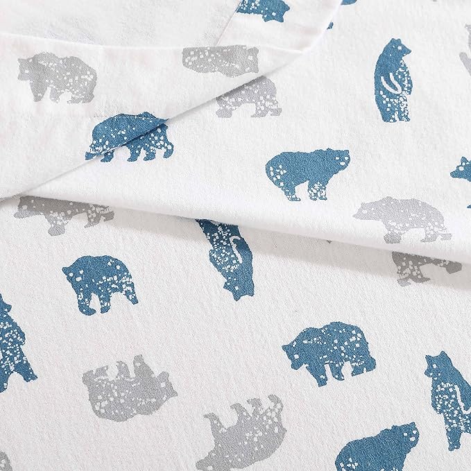 Eddie Bauer- King Sheet Set, Cotton Flannel Bedding Set, Brushed for Extra Softness, Cozy Home Décor (Bear Mountain Grey, King)