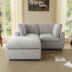 WJShome Sectional Couches for Living Room, 67 Inch Loveseat Sofa with Ottoman, Modern Chenille Fabric & Double Layer Cushions, Modular Couch for Apartment/Bedroom，Gray