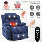 Power Lift Chair for Elderly, Electric Recliner Chair with 8-Point Vibration Massage and Lumbar Heating with Charging Ports, Cup Holders, Standing Assistance Reclining - Bright Blue