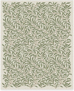 RUGGABLE x Morris & Co Washable Area Rug– Pure Willow Boughs Green 8x10, Stain-Resistant, Non-Slip – Large Machine Washable Rugs for Living Room, Bedroom, Hallway, Entryway & Office–with Standard Pad