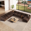 Vesgantti 204.7" Oversized Boneless Sectional Couch, Modern 9 Seater Modular Sofa with Chaise, Deep Seat Convertible Corduroy Cloud Couches for Living Room, No Assembly Required, Dark Brown