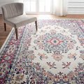 Home Dynamix Premium Sakarya Traditional Medallion Border Area Rug, Ivory/Red, 5'3"x7'5" Rectangle