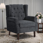 Lumibee High Back Accent Chair,Upholstered Wingback Armchair with Solid Wood Legs for Small Spaces,Comfy Single Sofa Chair for Living Room,Bedroom,Office-Black Blue