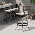 Pellebant Outdoor Bar Stools Set of 4 with Sunbrella Cushion, 29.5" Aluminum Swivel Bar Height Stool Chairs with Back & Footrest, Rust-Proof Patio Bartools for Deck Lawn Garden,Milano Char