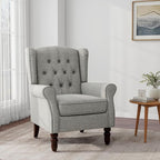 Accent Chair, Upholstered Armchair with Button Tufted High Back & Solid Wood Legs, Comfy Wingback Reading Single Sofa Chair for Small Spaces, Living Room, Bedroom (Grey, Set of 1)