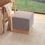 Seville Classics Cushioned Fabric Ottoman Hidden Storage Chest Footrest Chair, Padded Seat for Bedroom, Dorm, Loft, Living Room, Entryway, Hallway, Cork/Taupe, 15" Cube