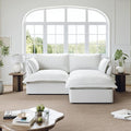 82” Modular Sectional Sofa, Comfy Down Fill Cloud Couch with Movable Ottoman, L Shaped Modular Small Couch with Washable Cover, Sectional Couches for Living Room Small Apartments, Cream White