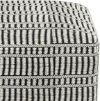 SIMPLIHOME Safford 20-inch Wide Pouf in Black and White, Handwoven Outdoor/Indoor Boho-Style Ottoman for Living Room, Bedroom, or Patio, Weather-Resistant, UV-Protected, Assembled