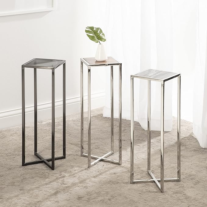 Kate and Laurel Jaspur Modern Drink Table, Gray, Decorative Glam Accent Table for Display and Storage
