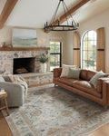 Loloi Magnolia Home by Joanna Gaines Millie Collection MIE-02 Sky/Gold 11'-6" x 15'-7", .25" Pile Height, Area Rug