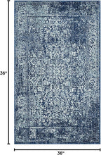 SAFAVIEH Evoke Collection Area Rug - 3' Square, Navy & Ivory, Distressed Design, Non-Shedding & Easy to Clean, Ideal for Foyer, Bedroom, Accent Space (EVK256A)