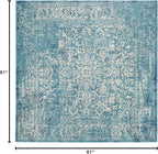 SAFAVIEH Evoke Collection Area Rug - 5'3" Square, Blue & Ivory, Distressed Design, Non-Shedding & Easy to Clean, Ideal for Living Room, Bedroom, Dining Space (EVK256C)