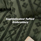 Bedsure Tufted Boho Comforter Set Full Size - Olive Green Boho Bed Set, GentleSoft™ 3 Pieces Farmhouse Shabby Chic Embroidery Bedding, Gifts for Woman, Soft Jacquard Full Comforter for All Seasons