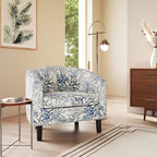 BELLEZE Accent Barrel Chair, Set of 2 Modern Faux Leather Tub Club Chair Upholstered Armchair with Gold Nail Head Trim and Black Legs for Living Room Bedroom Apartment Lounge - Blue Coral