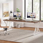 Tribesigns 78.7-Inch Executive Desk, Large Computer Office Desk Workstation, Modern Simple Style Laptop Desk Study Writing Table Business Furniture for Home Office (Rustic Brown/White, 78.7 Inch)