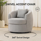 Swivel Accent Chair, Modern Upholstered Boucle Barrel Arm Chairs with Pillow for Living Room, 360 Degree Round Swivel Sherpa Armchair with Round Base for Bedroom Club (1, Grey)