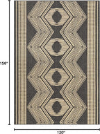 nuLOOM 10' x 13' Outdoor Tribal Geometric Area Rug, Stain Resistant, Weather Resistant, High Traffic, Patio, Balcony, Outside, Ranya Dark Grey