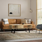 SIMPLIHOME Lowry Solid Mango Wood and Metal 48 inch Wide Rectangle Modern Industrial Coffee Table in Natural for The Living Room and Family Room