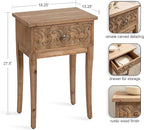 Kate and Laurel Cassetta Soft Rustic Rectangle Side Table; 19 x 14 x 28; Hazelnut; Wooden Living Room End Table with Useful Pull Drawer for Storage