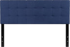 EMMA + OLIVER Quilted Tufted Upholstered Queen Size Headboard in Navy Fabric