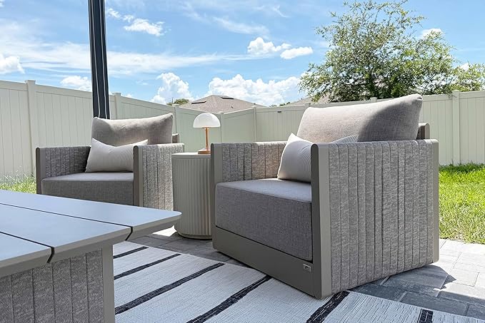 PURPLE LEAF Patio Furniture Set 7 Pieces Patio Seating Sofas Aluminum Furniture Outdoor Couch Sectional Set with Cushions and Aluminum Table Patio Conversation Sets Beige