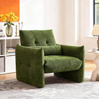 33.9" Accent Chairs, Modern Upgrade Sherpa Fabric Arm Chair Comfy Upholstered Armchair Leisure Single Sofa Chair with a Waist Pillow for Bedroom, Office and Living Room