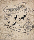 Northwest Disney's Peter Pan Neverland Map Compass Tapestry for Bedroom Wall Hanging for Living Room Dorm Home Decor 40"x35"