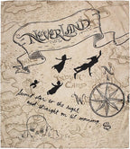 Northwest Disney's Peter Pan Neverland Map Compass Tapestry for Bedroom Wall Hanging for Living Room Dorm Home Decor 40"x35"
