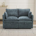 55" Cloud Modular Loveseat Sofa with Storage, Modern Upholstered Sofa Couch Small Love Seat，2 Seater Chenille Comfy Sectional Sofa with Armrests for Living Room, Small Space, Blue