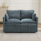 55" Cloud Modular Loveseat Sofa with Storage, Modern Upholstered Sofa Couch Small Love Seat，2 Seater Chenille Comfy Sectional Sofa with Armrests for Living Room, Small Space, Blue