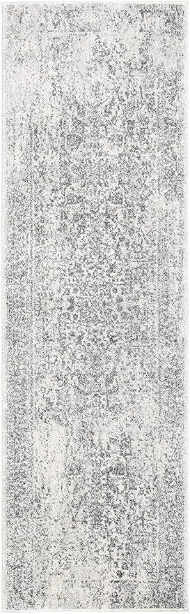 SAFAVIEH Evoke Collection Runner Rug - 2'2" x 11', Ivory & Grey, Distressed Design, Non-Shedding & Easy to Clean, Ideal for Foyer, Bedroom, Kitchen, Hallway (EVK256F)