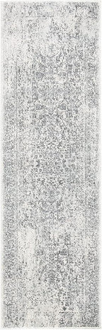 SAFAVIEH Evoke Collection Runner Rug - 2'2" x 11', Ivory & Grey, Distressed Design, Non-Shedding & Easy to Clean, Ideal for Foyer, Bedroom, Kitchen, Hallway (EVK256F)