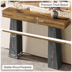 Tribesigns Farmhouse Entryway Table, 63-Inch Long Wooden Sofa Console Table, Rustic Console Behind Couch with Double Trapezoid Bases for Entrance Living Room Hallway