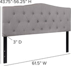 BizChair Arched Button Tufted Queen Size Headboard in Light Gray Fabric