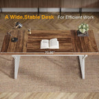 Tribesigns 70.86-Inch Large Executive Desk, Industrial Home Office Computer Desk, Simple Long Writing Study Table Business Furniture (Brown-White)