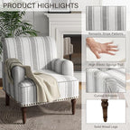 UIXE Stripe Accent Chair Arm Chair, Modern Nailhead Trim Club Armchair with Wood Legs, Comfy Living Room Single Sofa Reading Seat Bedroom Side Seating for Home Office, Gray