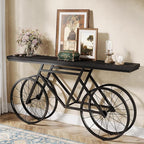 Tribesigns 70.9-Inch Extra Long Console Table, Narrow Sofa Table with Bicycle Metal Base, Modern Industrial Entryway Table Behind Couch Table for Living Room, Hallway, Entrance, Foyer, Black