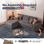 106" Oversized Couch Sofa, L Shape Couches for Living Room, No Assembly Required Corduroy Sectional Sofas with Left Facing Chaise for Home Apartment