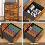 Office Desk L Shape with File Drawers&Power Outlet,YOUNGAR 69.3 Inch Reversible L Shaped Computer Desks,Corner L Shape or Long Desk Set up Monitor Stand &Storage Shelves, LED Lights &CPU Stand,Vintage