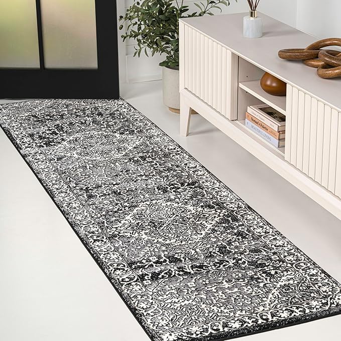 JONATHAN Y Vintage Medallion Indoor Runner Rug Black 2X8, Modern Boho for Living Room, Bedroom, Kitchen, Office, Easy-Cleaning, High Traffic, Pet-Friendly, Non-Shedding MDP100D-28