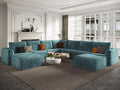 EASE MOOSE Oversized Sectional Cloud Couch, 9-Seat Modular Boneless Sofa Set with Deep Seat, No-Assembly Chenille Sofa for Living Room, Blue