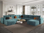 EASE MOOSE Oversized Sectional Cloud Couch, 9-Seat Modular Boneless Sofa Set with Deep Seat, No-Assembly Chenille Sofa for Living Room, Blue