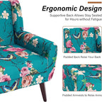 Accent Chairs Set of 2, Modern Fabric Armchairs for Living Room, Comfy Upholstered Arm Chairs Tufted for Indoor Bedroom Office Room (Pattern Blue)