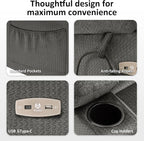 MCombo Dual Motor Power Lift Recliner Chair with Massage and Heat for Elderly People, Infinite Position, USB Ports, Cup Holders, Fabric 7679 (Medium, Grey)