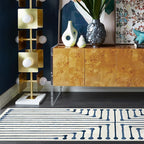 RUGGABLE x Jonathan Adler Machine Washable Modern Area Rug – Inkdrop Slate Blue 9x12, Stain-Resistant, Non-Slip – Large Rugs for Living Room, Bedroom, Hallway, Entryway & Office–with Standard Pad