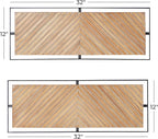 Deco 79 Wooden Geometric Home Wall Decor Linear Carved Wall Sculpture with Black Frame, Set of 2 Wall Art 32"W, 12"H, Brown