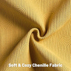 FUTEI Mustard Yellow Chenille Decorative Throw Pillow Covers 26x26 Inch Set of 2,Soft Cozy Striped Geometric Patterns Euro Pillow Shams,Modern Home Decor for Couch Bed Living Room