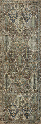 Loloi Magnolia Home by Joanna Gaines Banks Collection BAN-05 Spice/Blue 3'-6" x 5'-6" .13" Pile Height, Machine Washable, Accent Rug